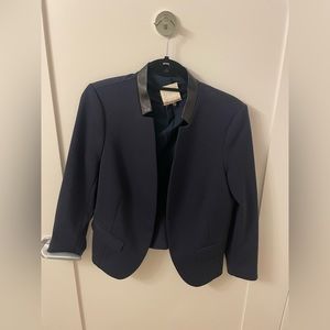 Rebecca Taylor Navy Blue Blazer With Black Lamb Collar
